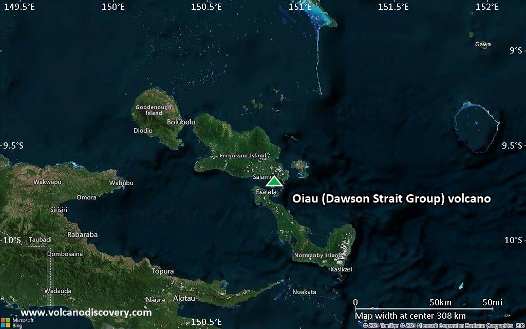 Satellite/aerial-type map of Oiau (Dawson Strait Group) volcano (local scale medium)