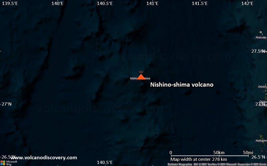Satellite/aerial-type map of Nishino-shima volcano (local scale medium)