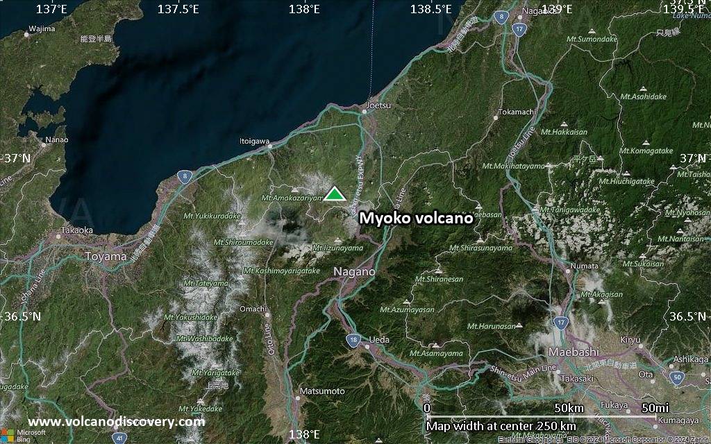 Map of Myoko volcano