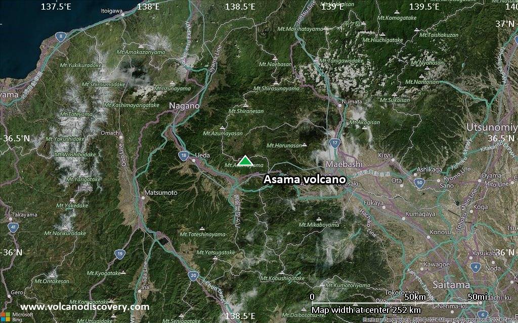 Map of Asama volcano