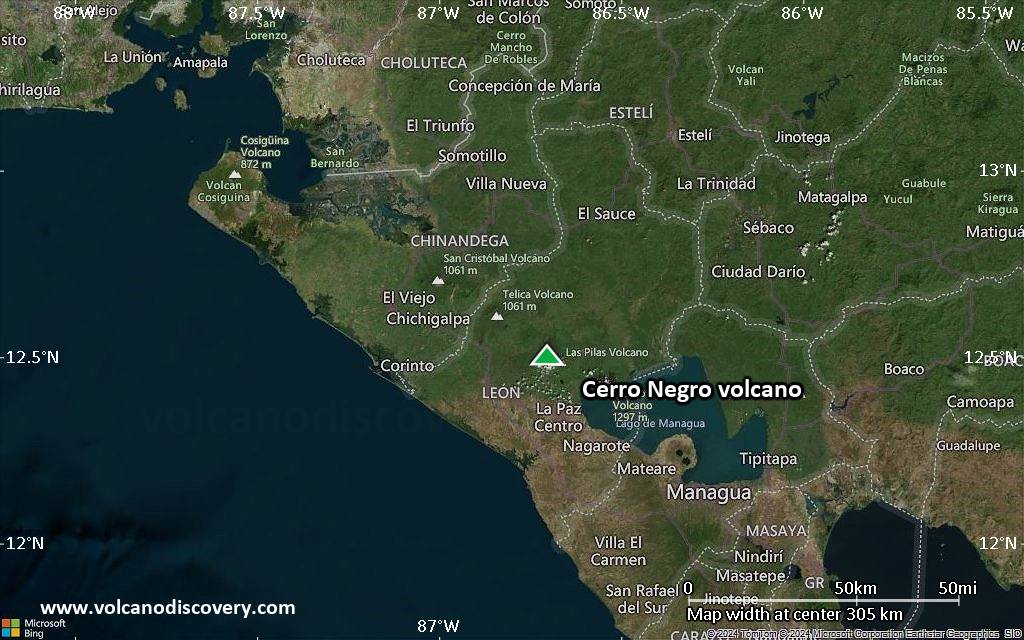 Satellite/aerial-type map of Cerro Negro volcano (local scale medium)