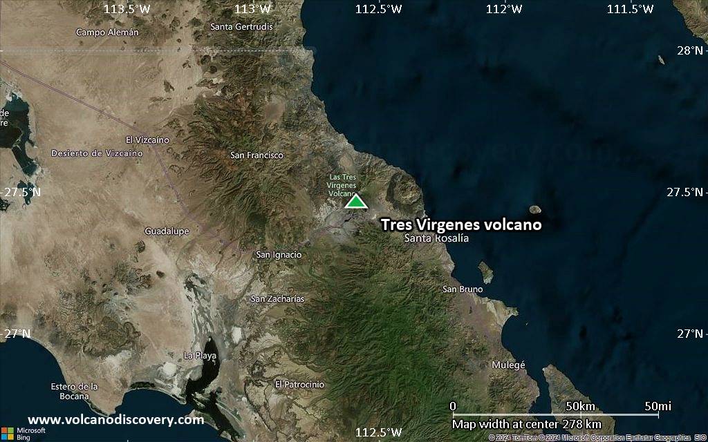 Satellite/aerial-type map of Tres Virgenes volcano (local scale medium)