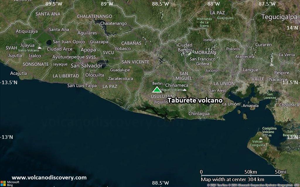 Satellite/aerial-type map of Taburete volcano (local scale medium)