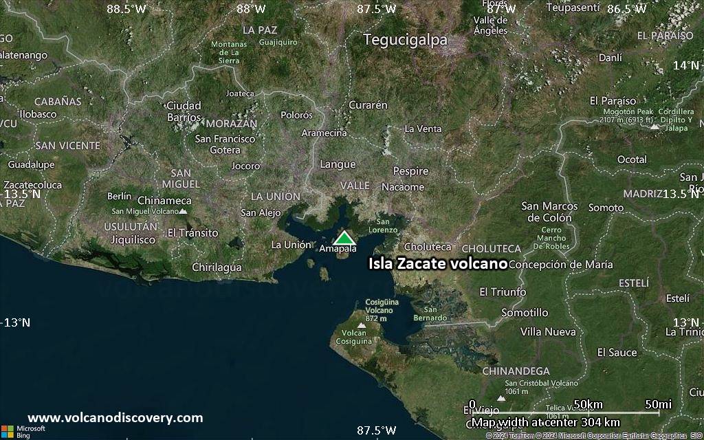 Satellite/aerial-type map of Isla Zacate volcano (local scale medium)