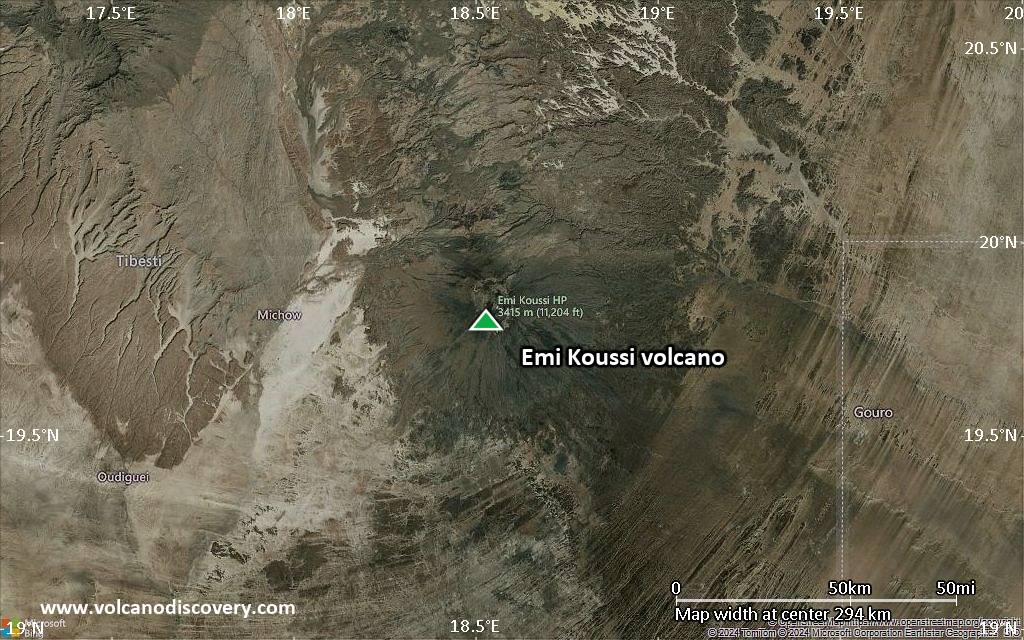 Satellite/aerial-type map of Emi Koussi volcano (local scale medium)
