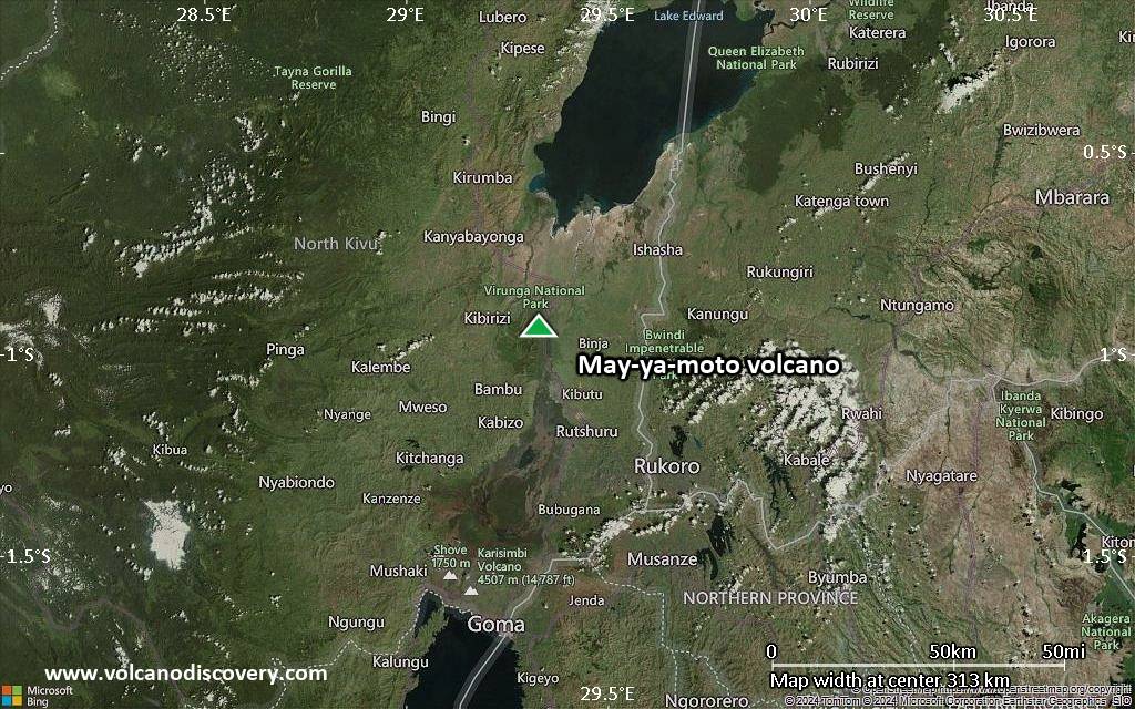 Satellite/aerial-type map of May-ya-moto volcano (local scale medium)
