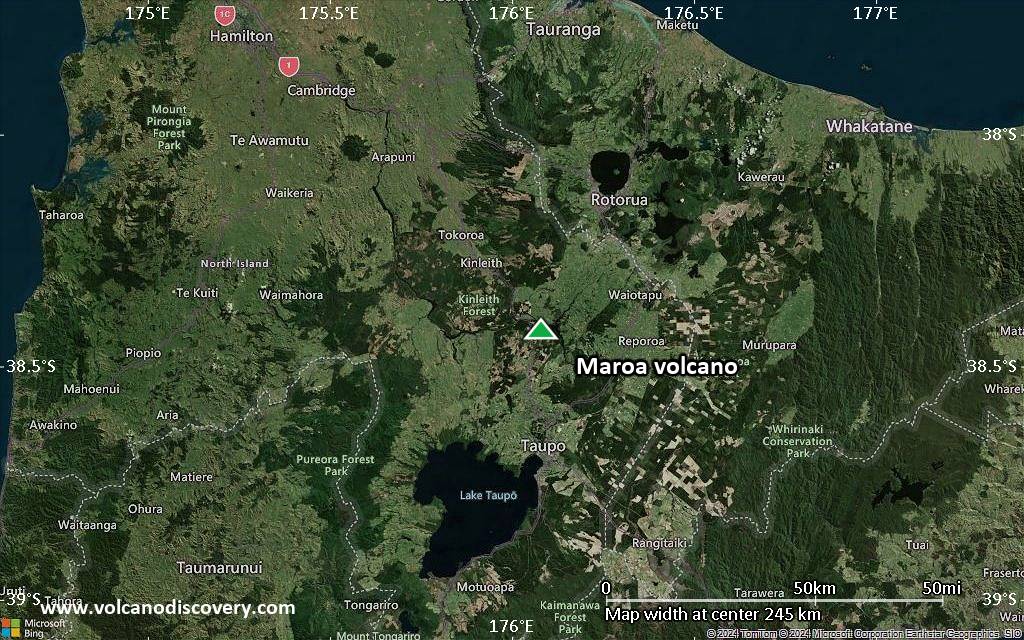 Satellite/aerial-type map of Maroa volcano (local scale medium)