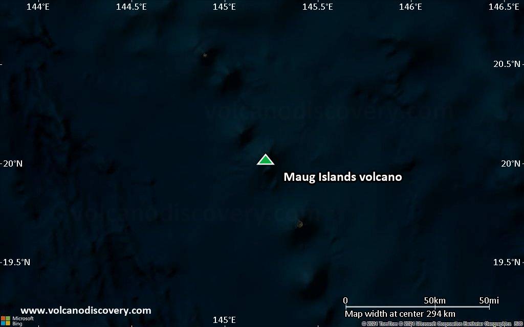 Satellite/aerial-type map of Maug Islands volcano (local scale medium)