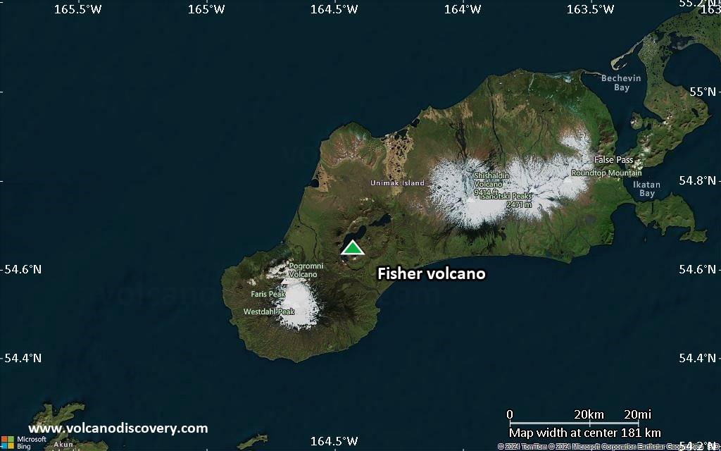 Satellite/aerial-type map of Fisher volcano (local scale medium)