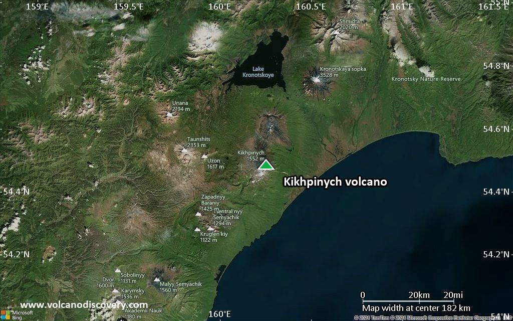 Satellite/aerial-type map of Kikhpinych volcano (local scale medium)