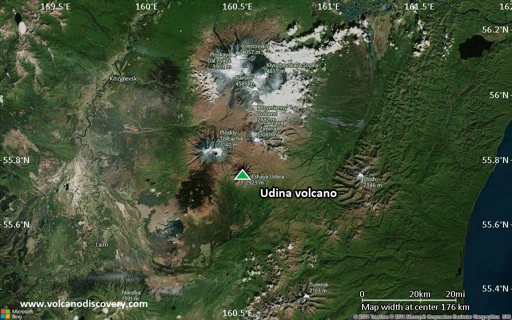 Map of Udina volcano