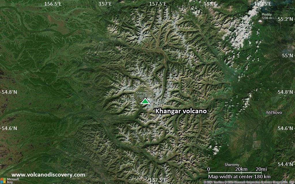 Satellite/aerial-type map of Khangar volcano (local scale medium)