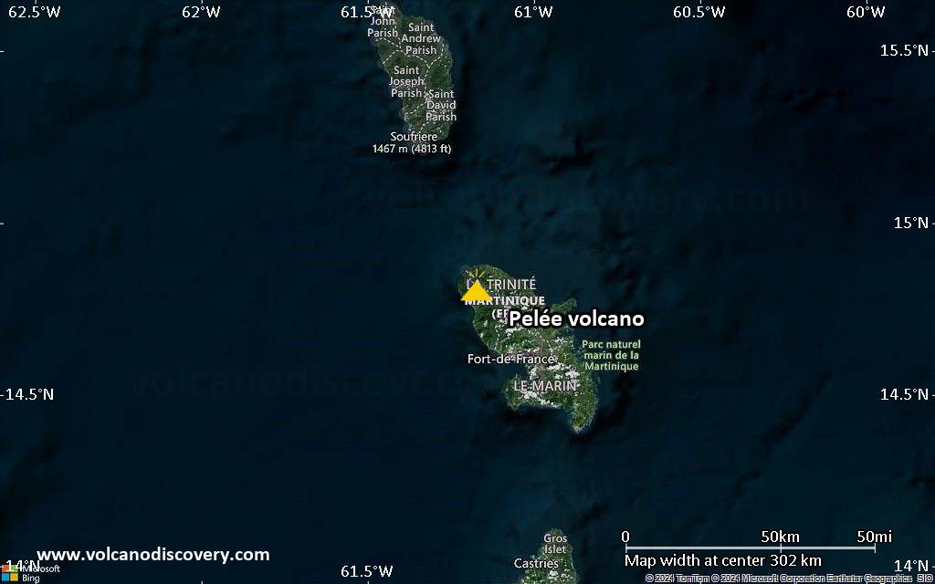 Map of Pelée volcano