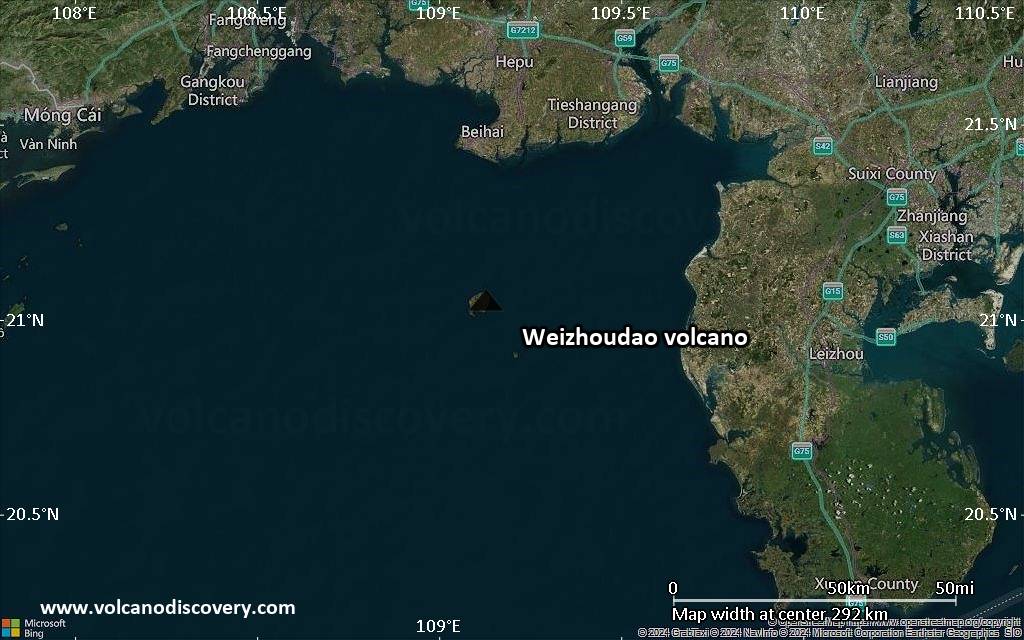 Satellite/aerial-type map of Weizhoudao volcano (local scale medium)