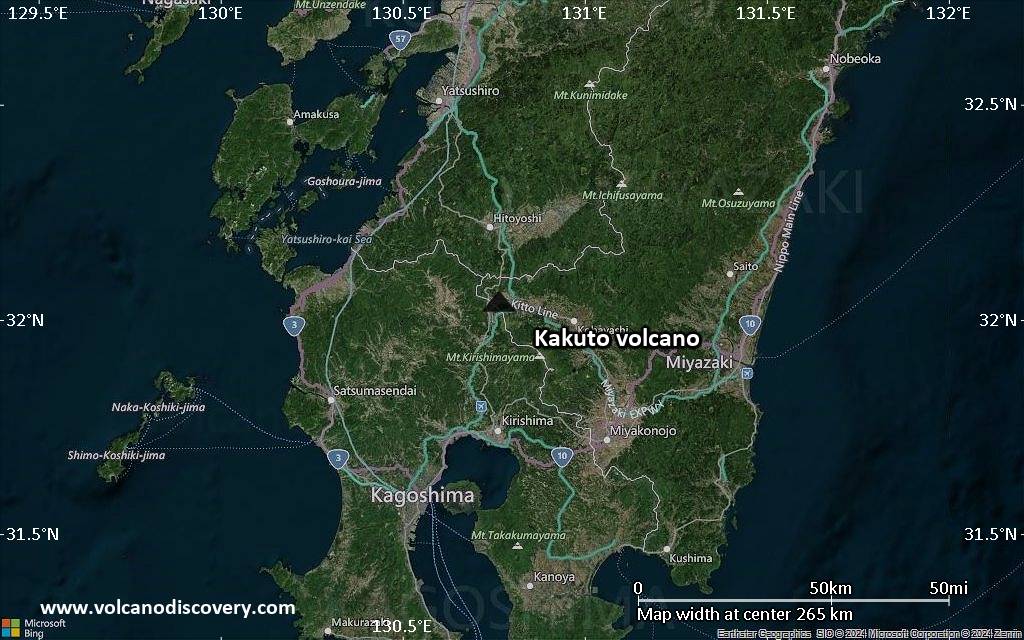 Satellite/aerial-type map of Kakuto volcano (local scale medium)