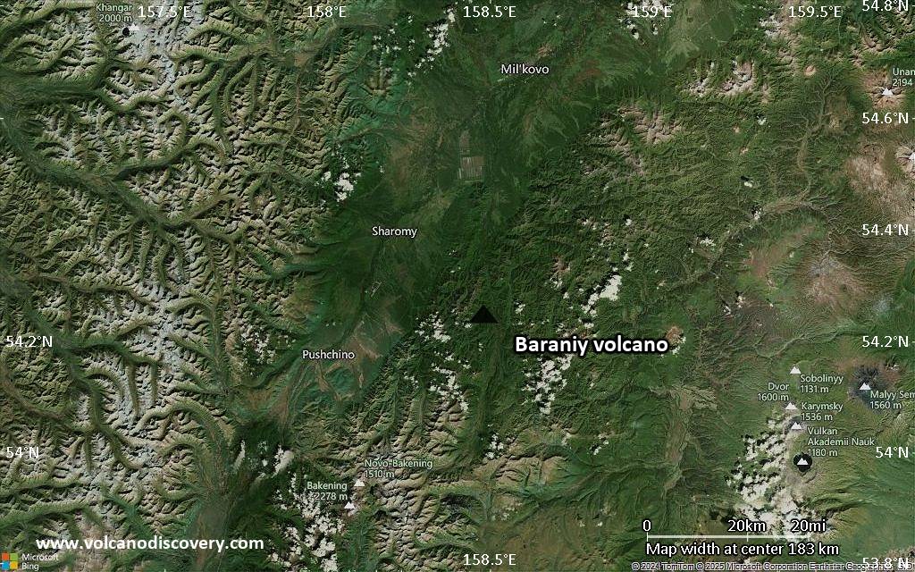 Satellite/aerial-type map of Baraniy volcano (local scale medium)