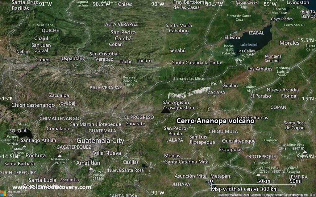 Satellite/aerial-type map of Cerro Ananopa volcano (local scale medium)
