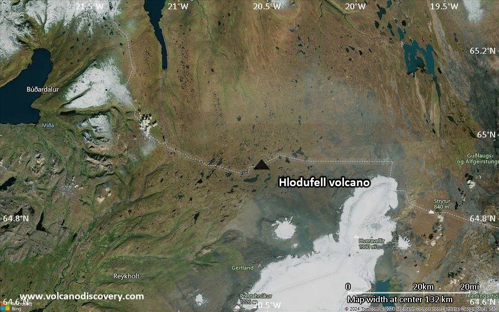 Satellite/aerial-type map of Hlodufell volcano (local scale medium)