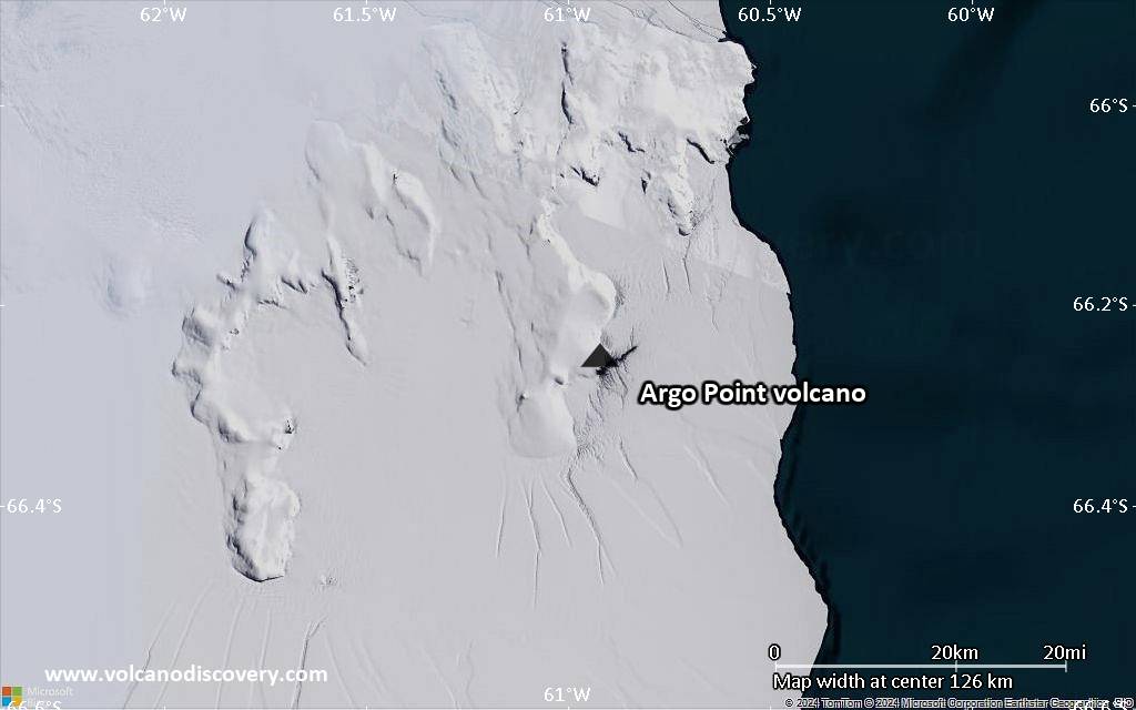 Satellite/aerial-type map of Argo Point volcano (local scale medium)