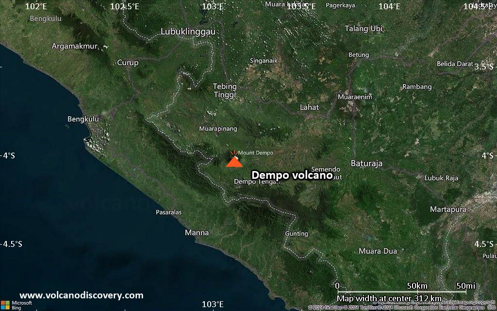 Satellite/aerial-type map of Dempo volcano (local scale medium)