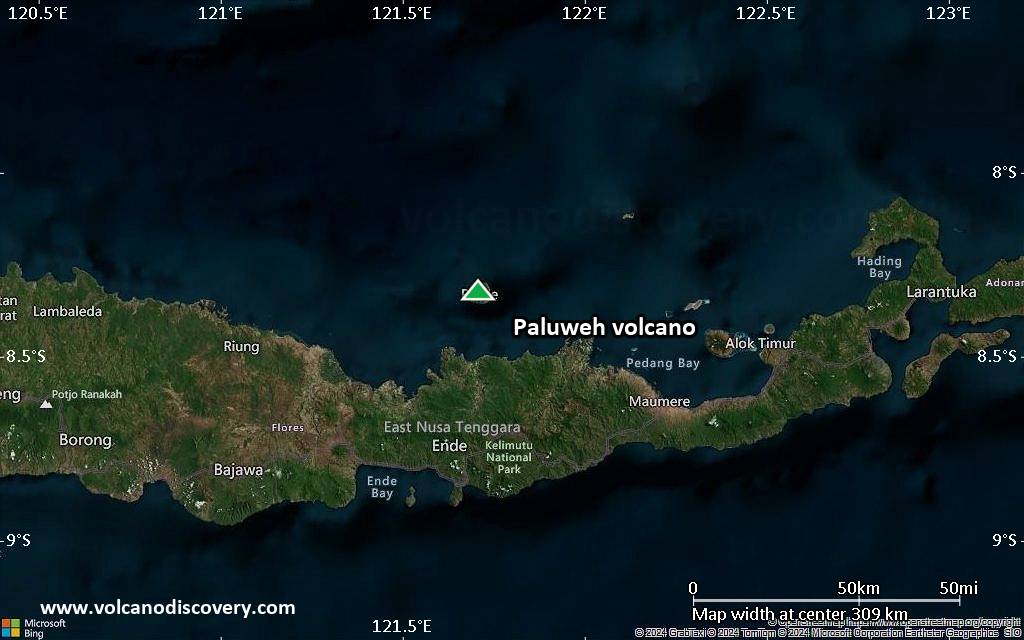 Satellite/aerial-type map of Paluweh volcano (local scale medium)