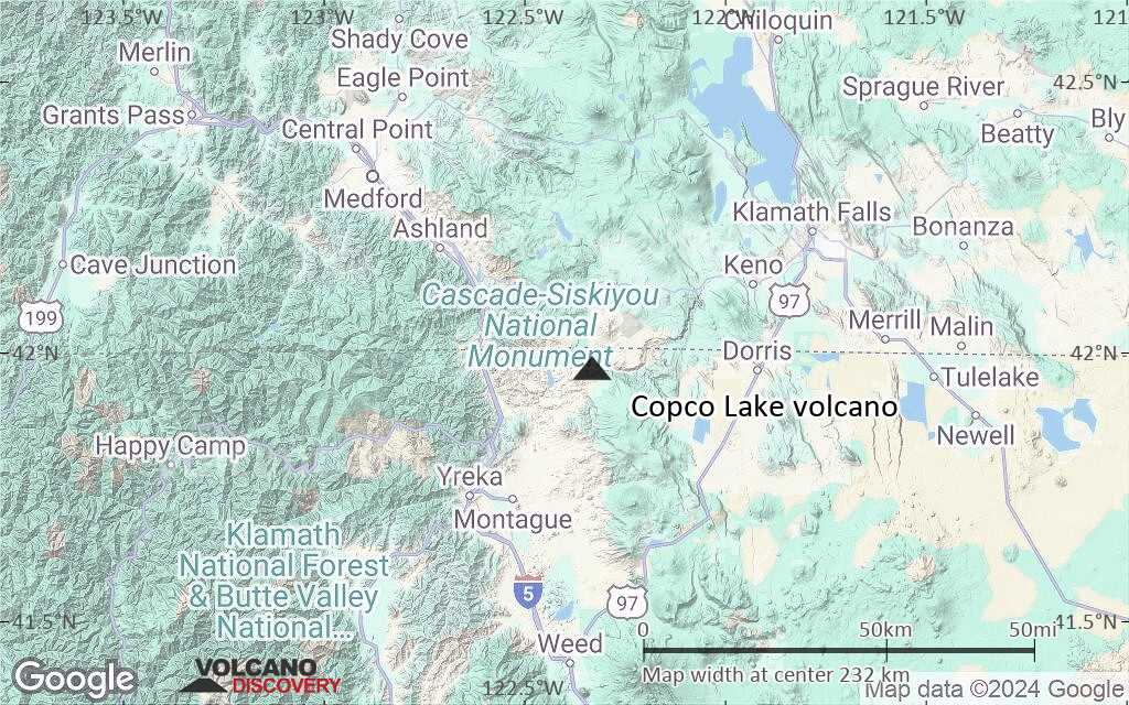 Terrain-type map of Copco Lake volcano (local scale medium)