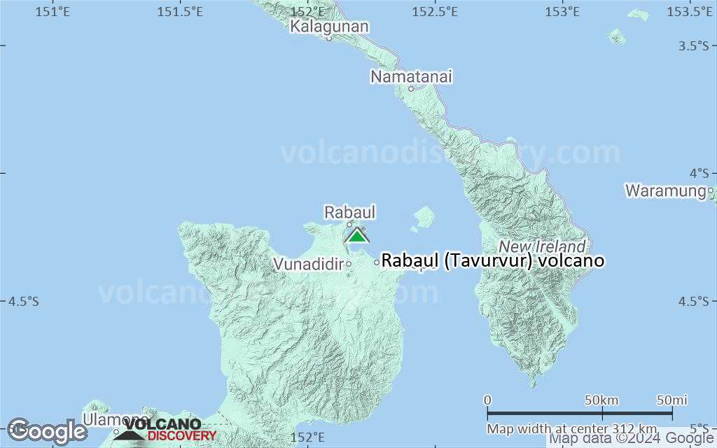 Map Rabul Rabaul (Tavurvur) Volcano, Papua New Guinea - facts & information ...
