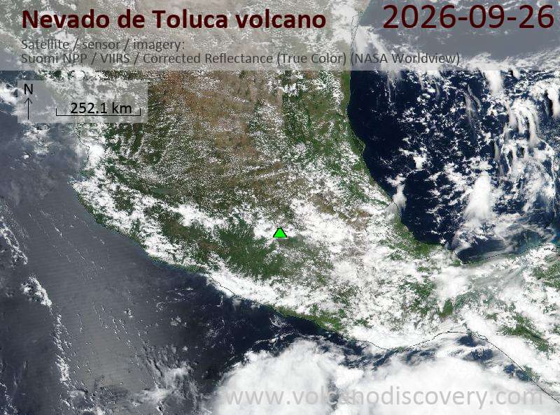 Nevado de Toluca火山の最新衛星画像 | VolcanoDiscovery
