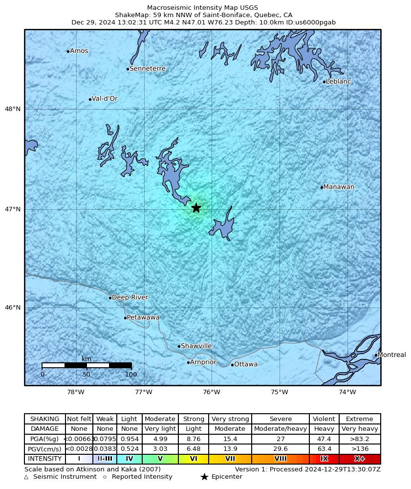 Earthquake tracker quebec