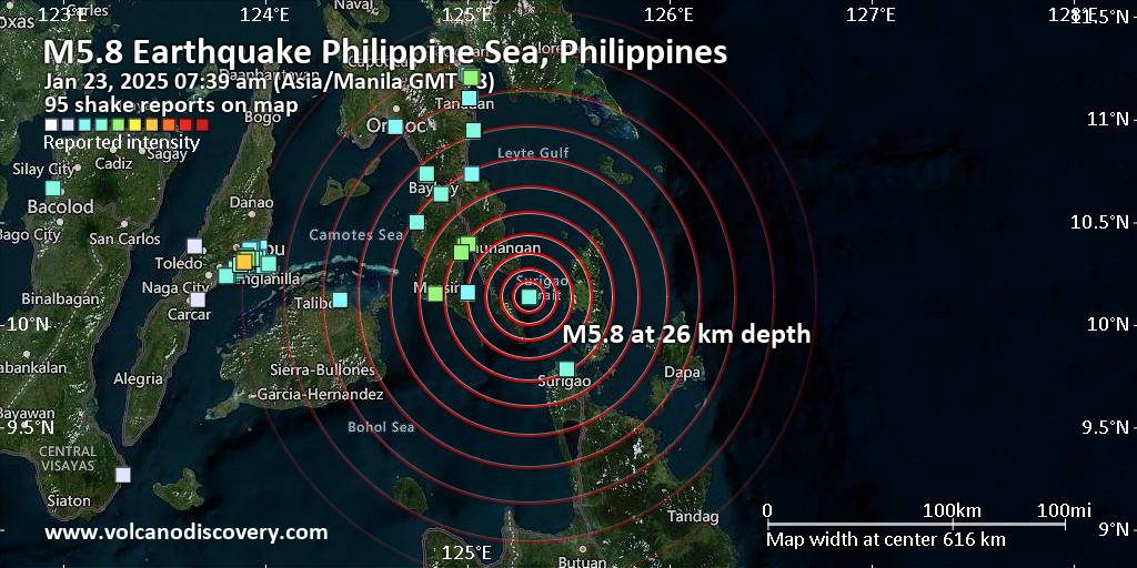 Where was the 6 8 earthquake today philippines