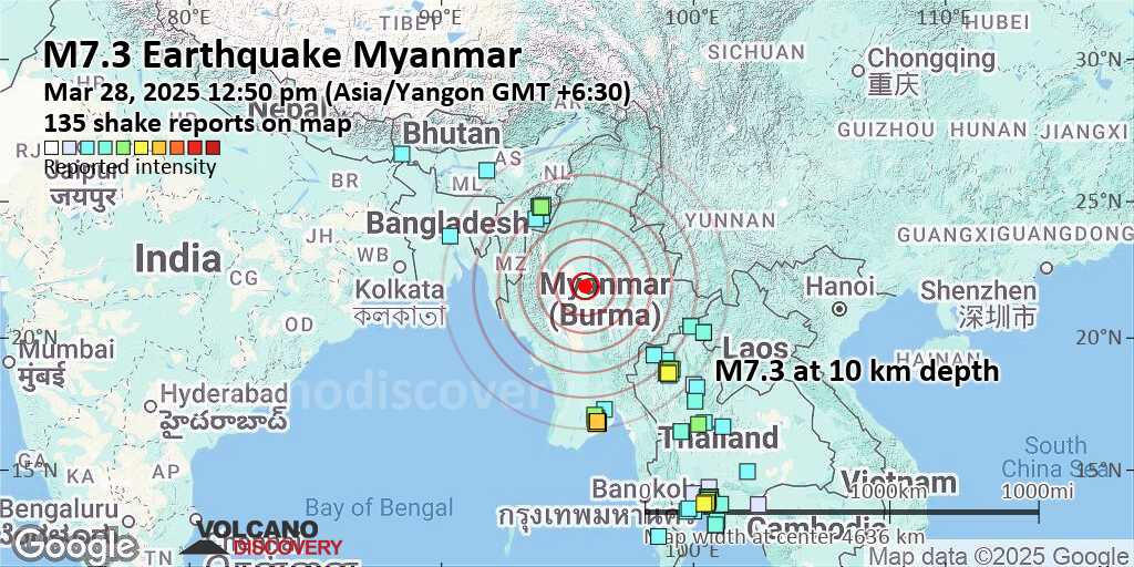 Earthquake yangon map