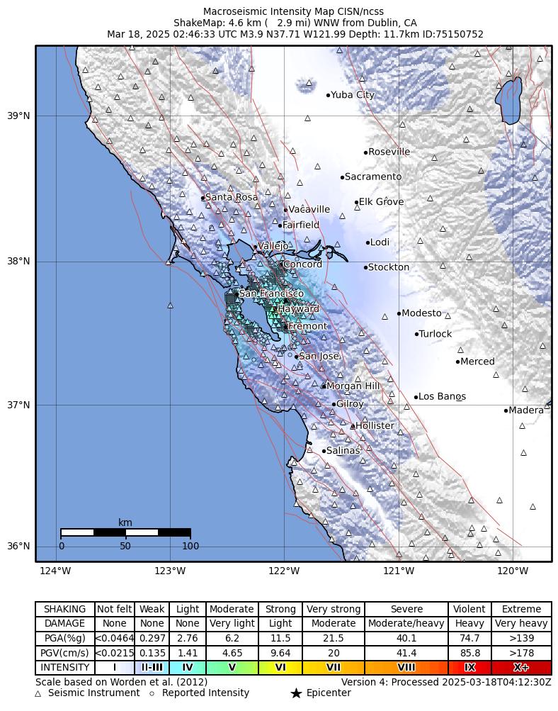 Earthquakes dublin ca