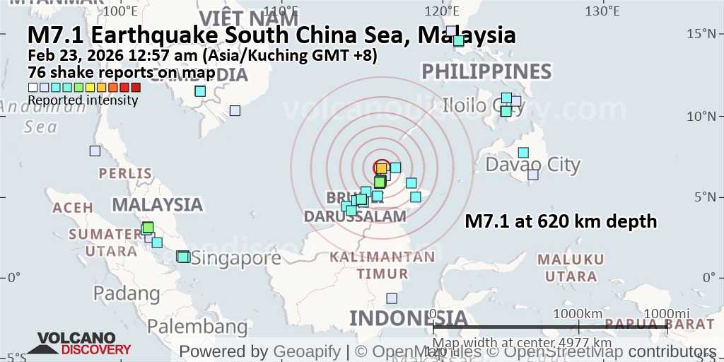Major Magnitude 7.1 Earthquake - South China Sea, 62 km West of ...