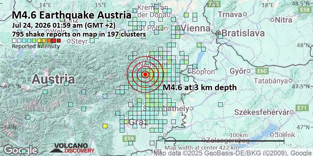 Moderates Erdbeben Der St Rke 4 2 1 Km E Of Schottwien Austria Am Shakemap Sat S 833 23210557 
