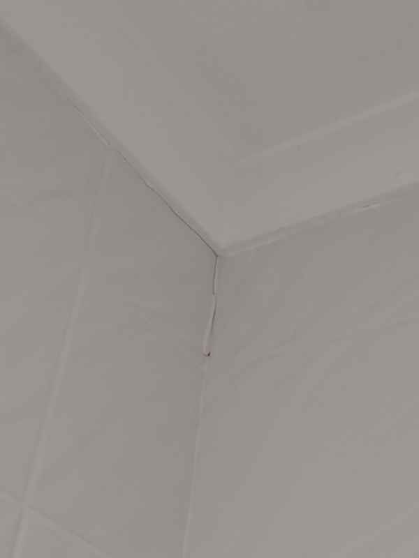 Crack in corner of bathroom after quake (public domain)