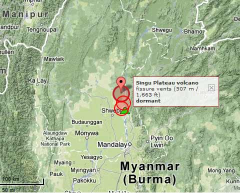 Location of Singu Plateau volcano and the earthquakes on 11 Nov 2012