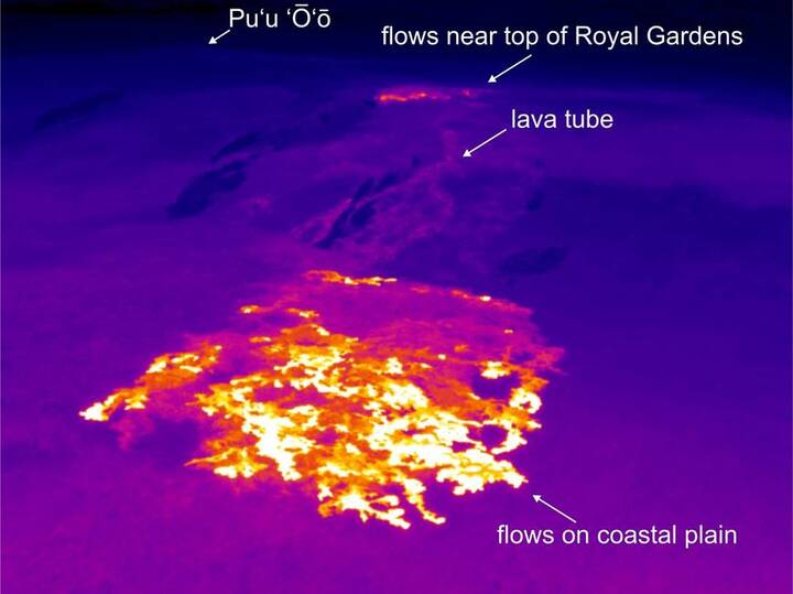 USGS-HVO infrared image of the lava tube system on November 1, 2012.