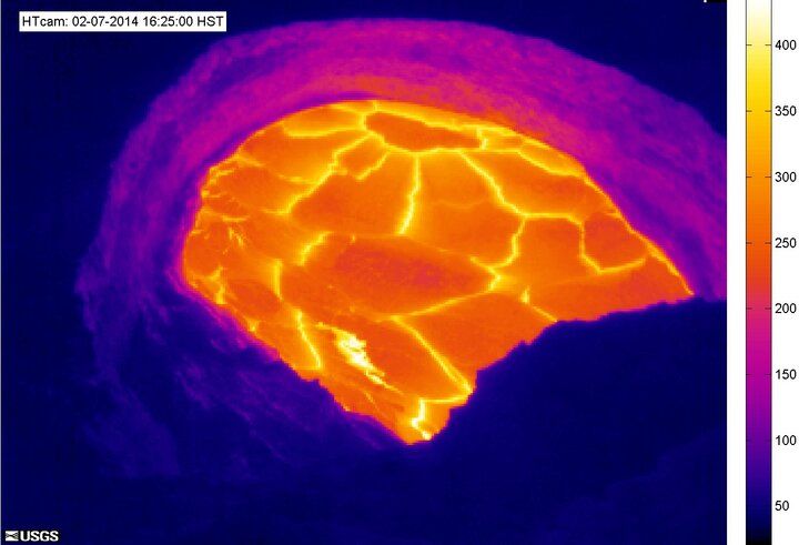 Halemaumau Thermal Image of Lava Lake on Feb 7, 2014