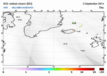 SO2 plume from the Holorgaun fissure eruption (ESA)
