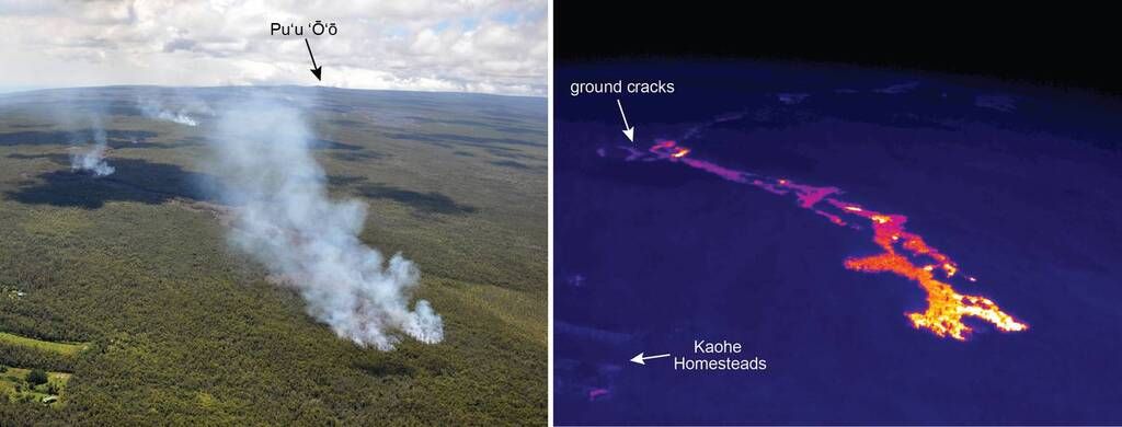 HVO thermal image show areas of greatest activity on the lava flow.