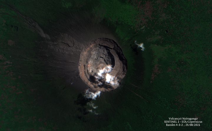 Satellite image from 25 August confirmed the inactive lava lake at Nyiragongo volcano (image: Sentinel 2)