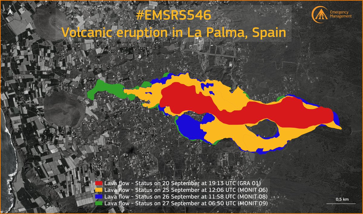 Latest lava flow map update by 27 Sep (image: @CopernicusEMS/twitter)