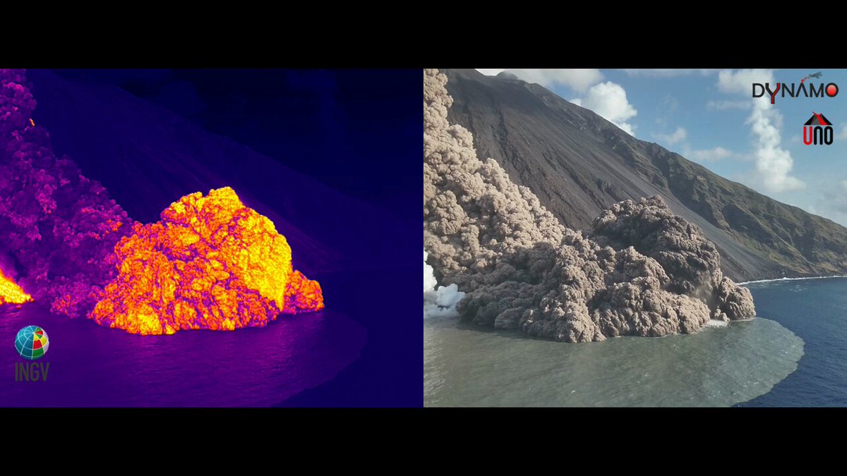 Large pyroclastic flow from Stromboli's Sciara del Fuoco today (image: INGV / X)