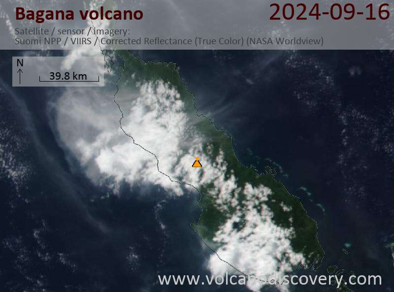 Satellite image of Bagana volcano on 16 Sep 2024