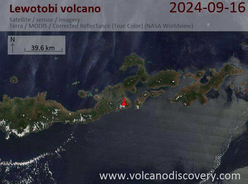 Satellite image of Lewotobi volcano on 16 Sep 2024