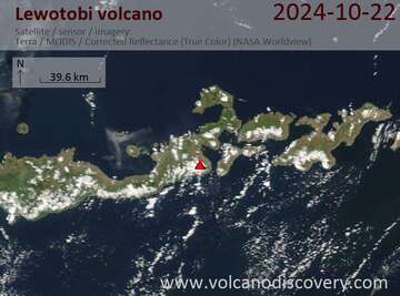 Satellite image of Lewotobi volcano on 22 Oct 2024