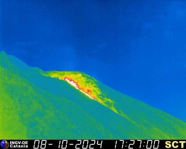 Thermal webcam shows new emissions of the lava on Sciara del Fuoco at 17:27 local time yesterday (image: INGV)