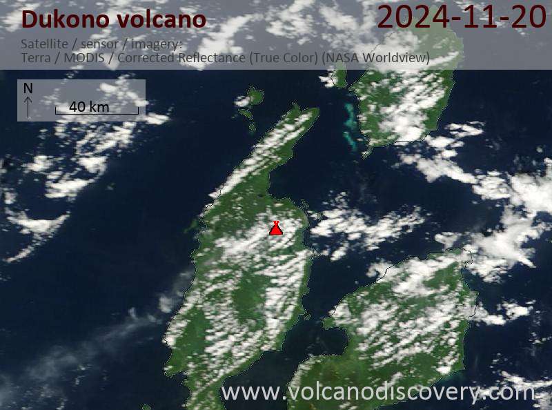 Dukono Volcano Volcanic Ash Advisory: CONTINUOUS VA TO FL080 OBS AT 20/0440Z MOV SW to 8000 ft (2400 m)