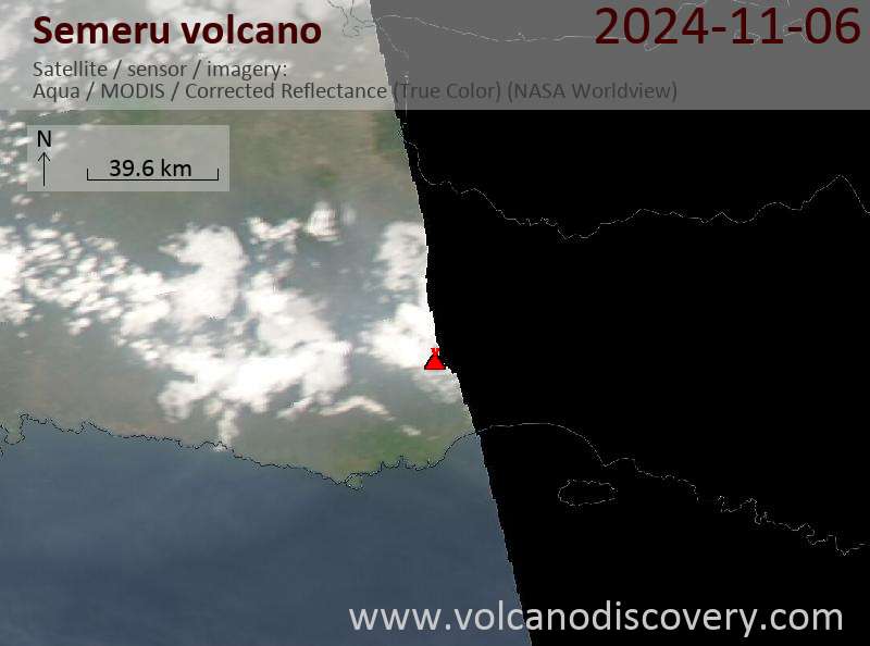 Satellitenbild des Semeru Vulkans am  6 Nov 2024