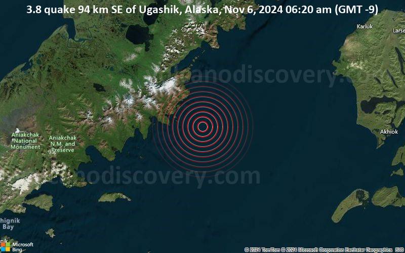 Small Magnitude 3.8 Earthquake 58 Miles Southeast of Ugashik Alaska United States